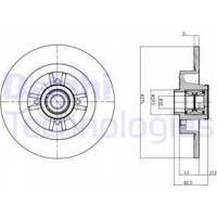 Delphi BG9030RS - DELPHI RENAULT гальмівний диск з підшипником! задн.Scenic 03-