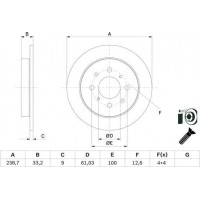 BOSCH 0986479F34 - BOSCH  HONDA диск гальмівний задн.Jazz 08-