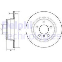 Delphi BG4649C - DELPHI BMW Диск гальмівний задній 3 F20. 2-F22