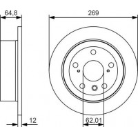 BOSCH 0986479T13 - BOSCH TOYOTA диск гальмівний задн.Avalon.Camry 01-.Lexus ES