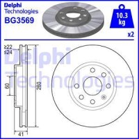 Delphi BG3569 - DELPHI OPEL диск гальмівний передній Combo Tour. Corsa C. Meriva 00-