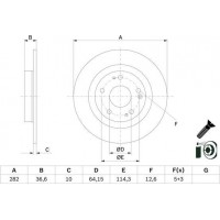 BOSCH 0986479G90 - BOSCH HONDA Гальмівний диск задн. CIVIC X 1.5 VTEC FK7 17-