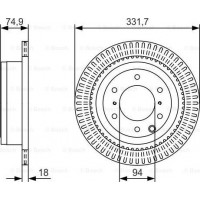 BOSCH 0986479T90 - Диск гальмівний PR2 MITSUBISHI Pajero R 05>> - кратн. 1 шт