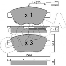 Cifam 822-322-0 - CIFAM PEUGEOT Тормозные колодки передн.307 01-.Citroen Berlingo.Fiat Doblo с датчиком