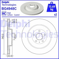 Delphi BG4948C - DELPHI VOLVO диск гальм. задн. XC90 15-