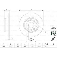 BOSCH 0986479F23 - BOSCH диск гальм. задн. VW T-ROC