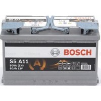 BOSCH 0092S5A110 - BOSCH S5A AGM Акумулятор 12В - 80А-год.-800А. 315175190. 22.76кг. виводи -