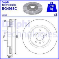 Delphi BG4968C - DELPHI OPEL диск гальмів.задн. Insignia B