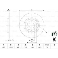 BOSCH 0986479E57 - BOSCH  DODGE гальмівний диск задній JOURNEY 2.4 08-. FIAT FREEMONT 11-