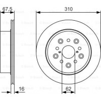 BOSCH 0986479R25 - BOSCH LEXUS диск гальм. задн. LS430 -06