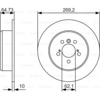 BOSCH 0986479R00 - BOSCH  TOYOTA диск гальмівний задн. Camry 2.2-3.0 96-