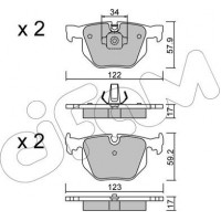 Cifam 822-561-0 - Гальмівні колодки зад. BMW 3E46-7E38-X5E53 94-11 ATE 122x58.2x17.3