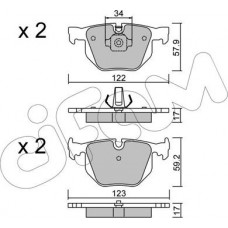 Cifam 822-561-0 - Гальмівні колодки зад. BMW 3E46-7E38-X5E53 94-11 ATE 122x58.2x17.3