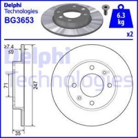 Delphi BG3653 - DELPHI CITROEN гальмівний диск задній Berlingo.C2.C3.C4