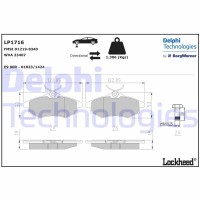 LP1716 DELPHI Комплект гальмівних колодок дисковий гальм