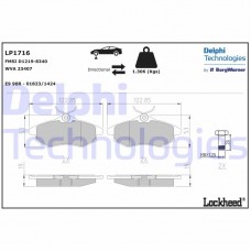 LP1716 DELPHI Комплект гальмівних колодок дисковий гальм