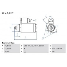 0 986 019 890 BOSCH Стартер