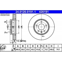 24.0126-0191.1 ATE Гальмівний диск
