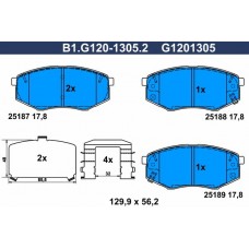 B1.G120-1305.2 GALFER Комплект гальмівних колодок дисковий гальм