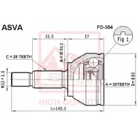 FD-354 ASVA Шарнирный комплект, Привідний вал