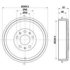 8DT 355 303-211 HELLA PAGID Гальмівний барабан