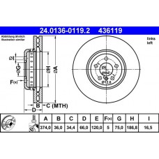 24.0136-0119.2 ATE Гальмівний диск