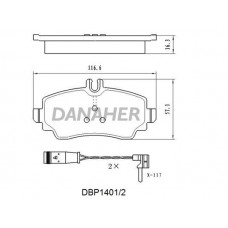 DBP1401/2 DANAHER Комплект гальмівних колодок дисковий гальм