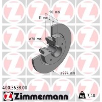 400.3638.00 ZIMMERMANN Гальмівний диск
