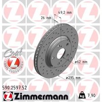 590.2597.52 ZIMMERMANN Гальмівний диск