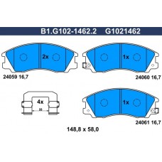 B1.G102-1462.2 GALFER Комплект гальмівних колодок дисковий гальм