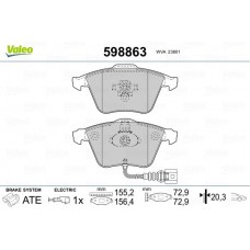 598863 VALEO Комплект гальмівних колодок дисковий гальм