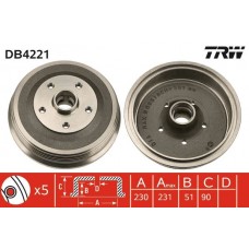 DB4221 TRW Гальмівний барабан