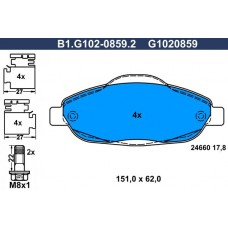 B1.G102-0859.2 GALFER Комплект гальмівних колодок дисковий гальм