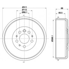8DT 355 301-721 HELLA PAGID Гальмівний барабан