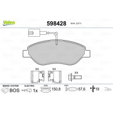 598428 VALEO КомплеК т гальмівних колодок, дискове гальмо