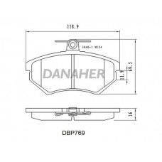 DBP769 DANAHER Комплект гальмівних колодок дисковий гальм