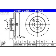 24.0110-0266.1 ATE Гальмівний диск