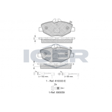 181527-701 ICER Комплект гальмівних колодок дисковий гальм