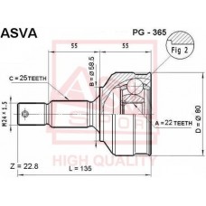 PG-365 ASVA Шарнирный комплект, Привідний вал