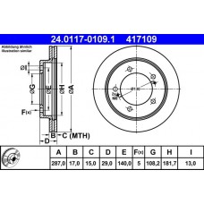 24.0117-0109.1 ATE Гальмівний диск