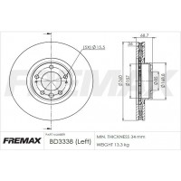 BD-3338 FREMAX Гальмівний диск