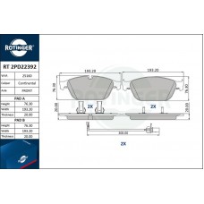 RT 2PD22392 ROTINGER Комплект гальмівних колодок дисковий гальм