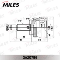 GA20796 MILES Шарнирный комплект, Привідний вал