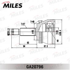 GA20796 MILES Шарнирный комплект, Привідний вал