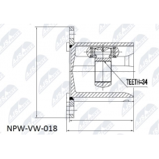 NPW-VW-018 NTY Шарнирный комплект, Привідний вал