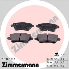 25134.170.1 ZIMMERMANN Комплект гальмівних колодок дисковий гальм