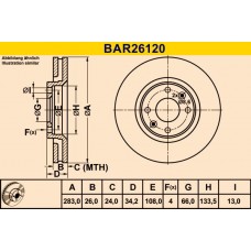 BAR26120 BARUM Гальмівний диск