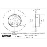 BD-6485 FREMAX Гальмівний диск