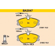 BA2047 BARUM Комплект гальмівних колодок дисковий гальм
