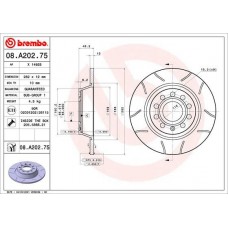08.A202.75 BREMBO Гальмівний диск